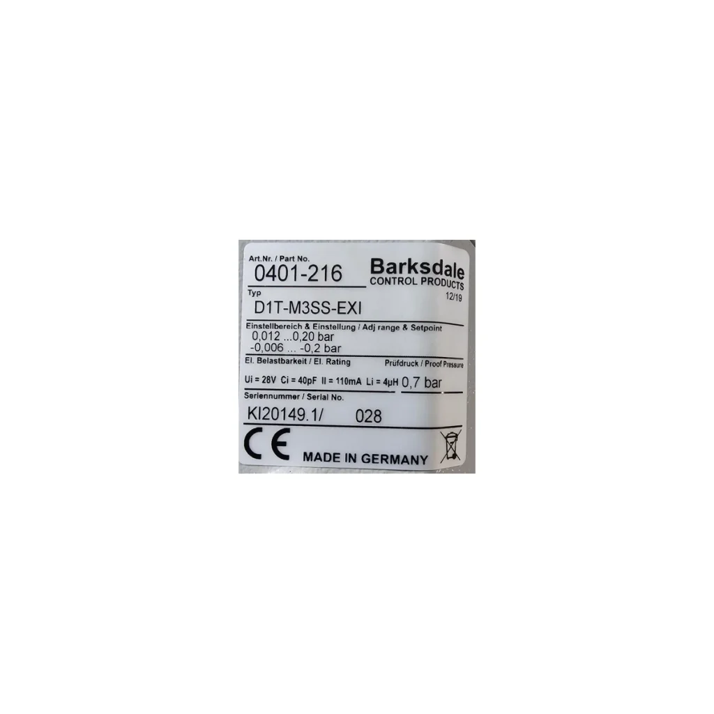 Barksdale trykkbryter D1T-M3ss-EXI – 2